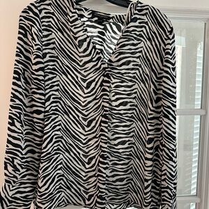 Banana Republic Zebra Stripe V-Neck Blouse